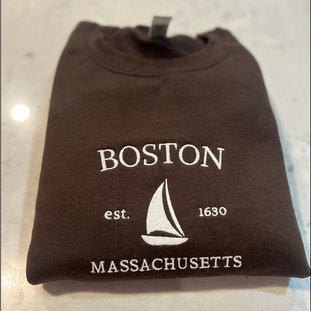 Embroidered Boston Massachusetts City Graphic Crewneck